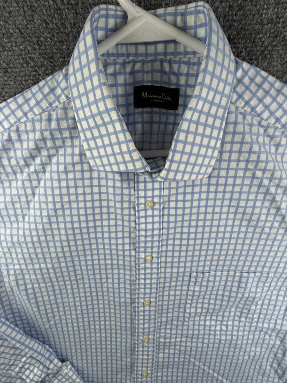 Massimo Dutti Collezioni Men Button Up Shirt Cotton Size 5 (44) ~XL Blue Check